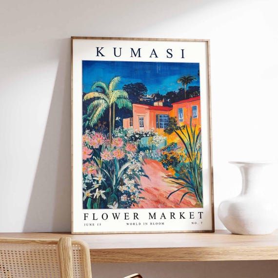 Kumasi Flower Market Poster Print Ghanaian Floral Wall Art Decor Botanical Ghana Africa Travel