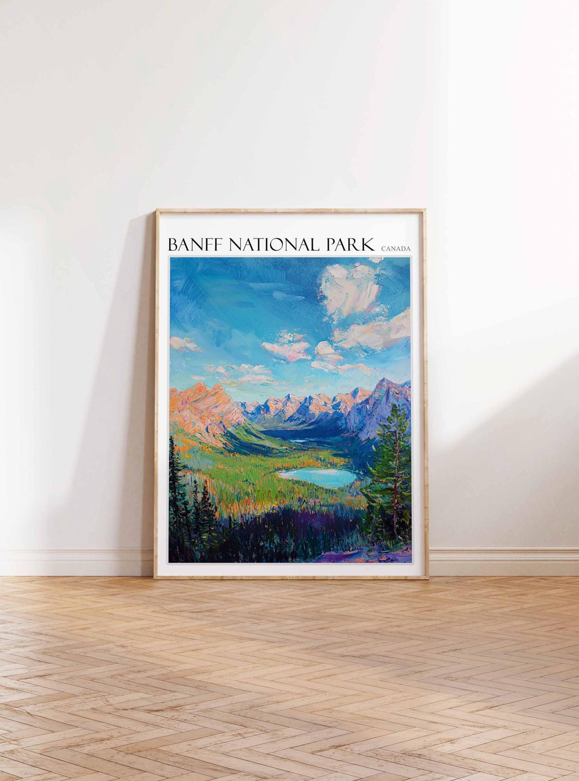 Banff National Park Canada Mountain Valley and Lake Painting Poster - Image 3