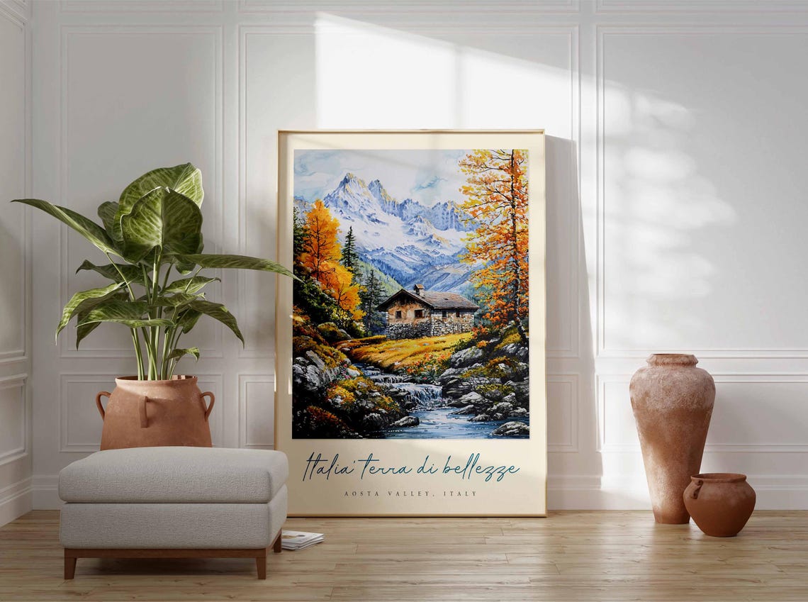 Aosta Valley Poster Aosta Valley Travel Print Aosta Valley Travel Art Aosta Valley Wall Art Italy Art Italy Travel Decor Travel Gift - Image 3