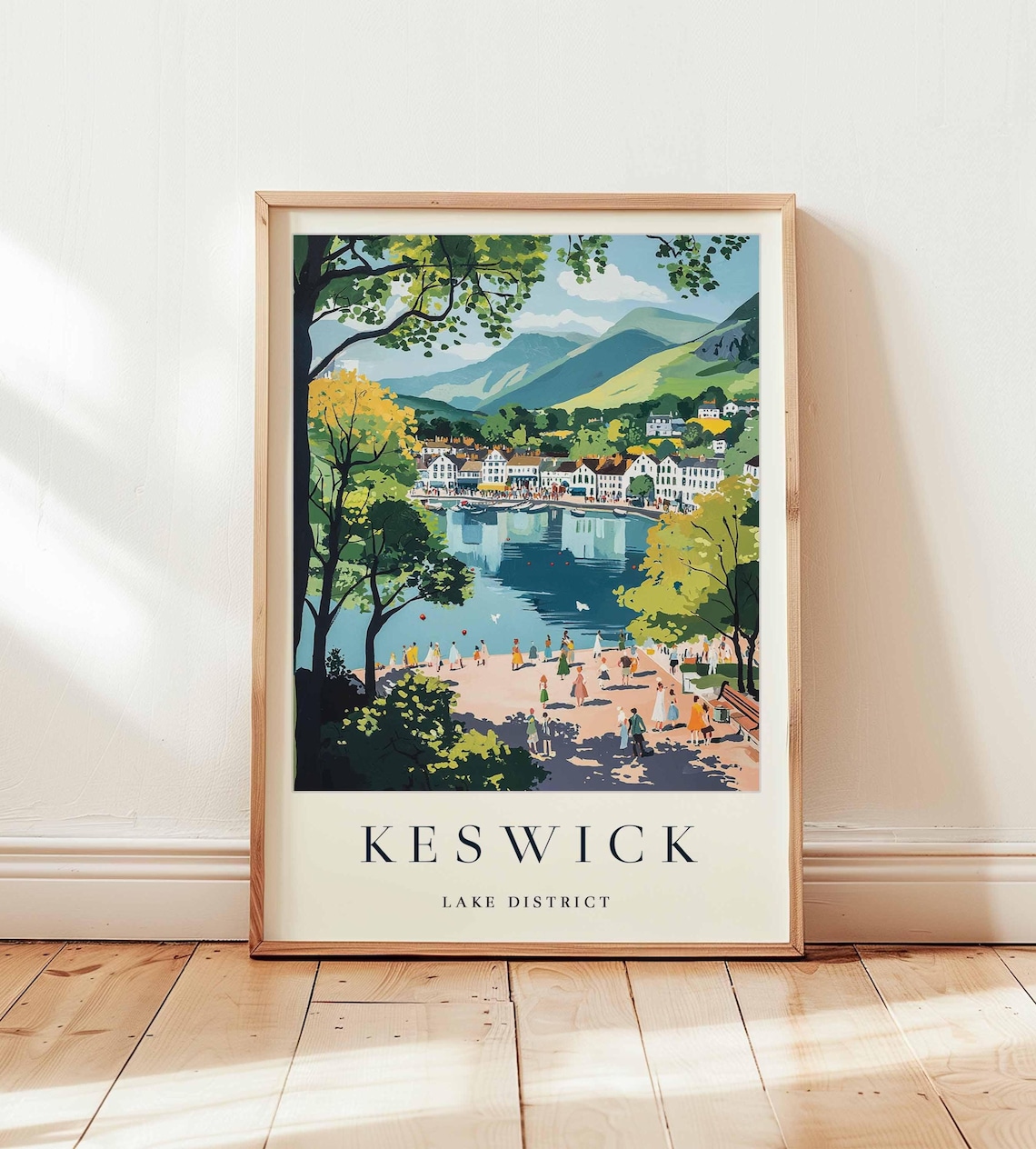 Keswick Lake District Promenade Lakeshore Mountain Views Travel Poster