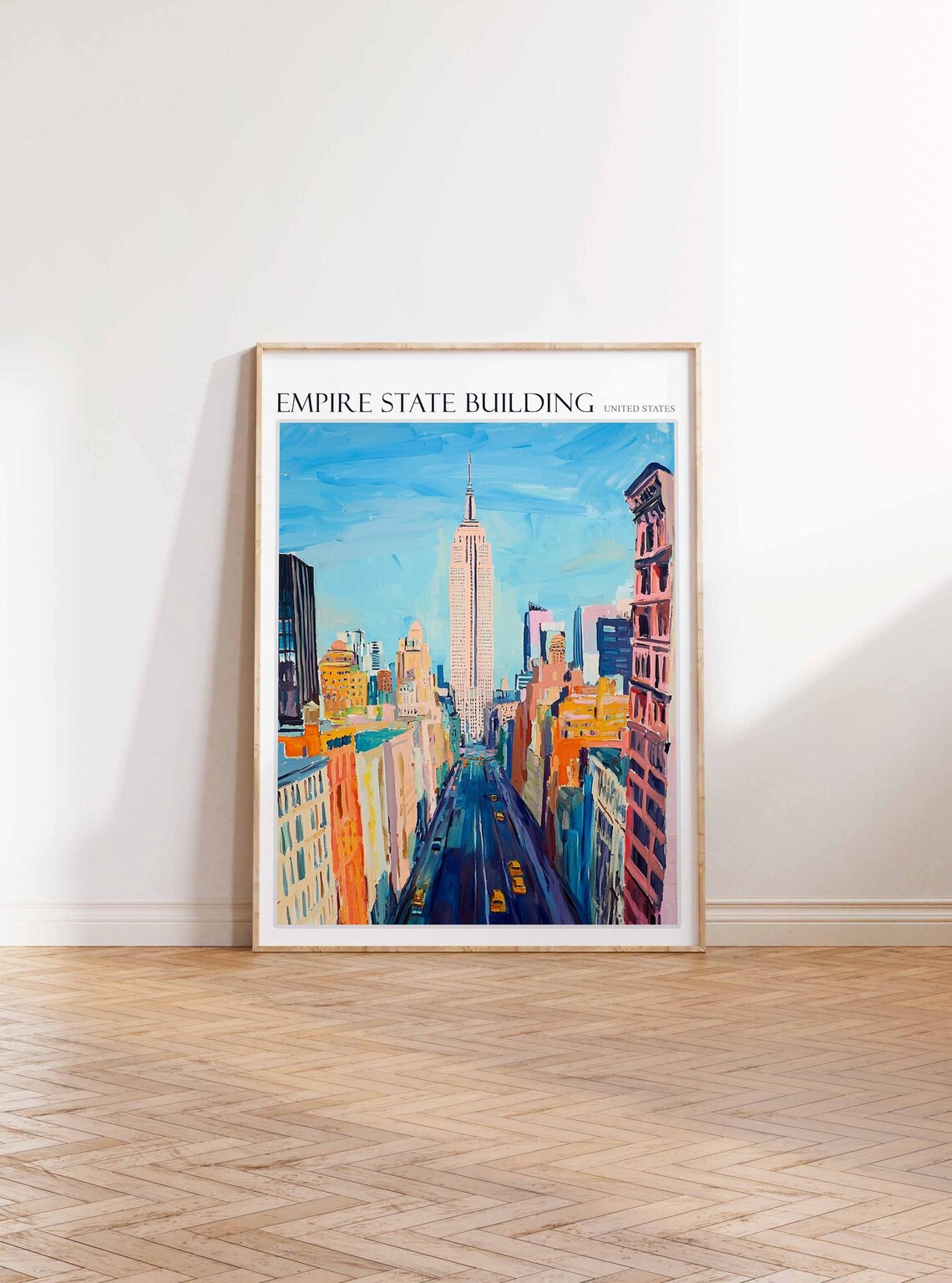 Empire State Building Yellow Taxis Fifth Avenue Oil Painting Poster - Image 3