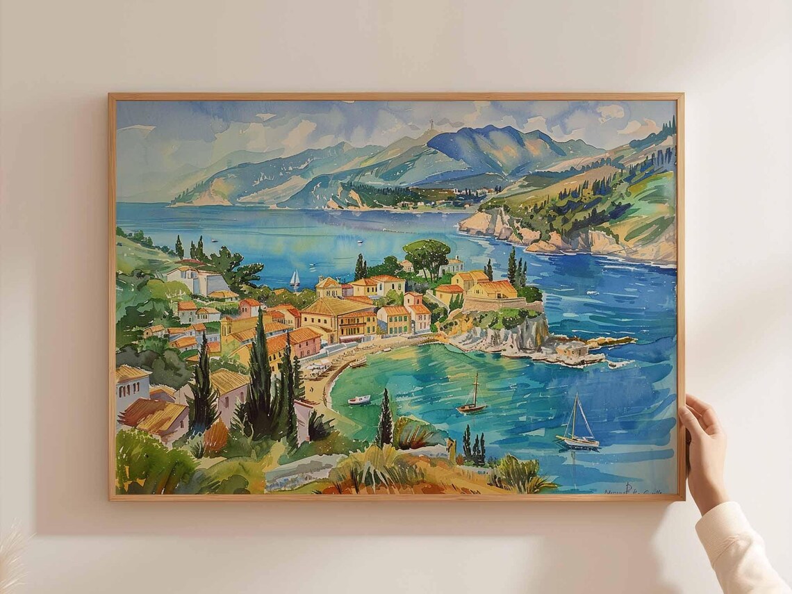 Corfu Greece Travel Poster, Ionian Sea Island