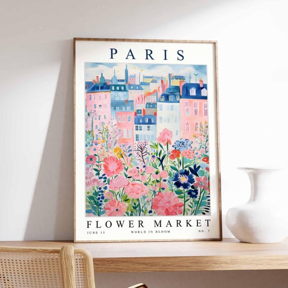 Paris Flower Market Botanical Europe Poster Print