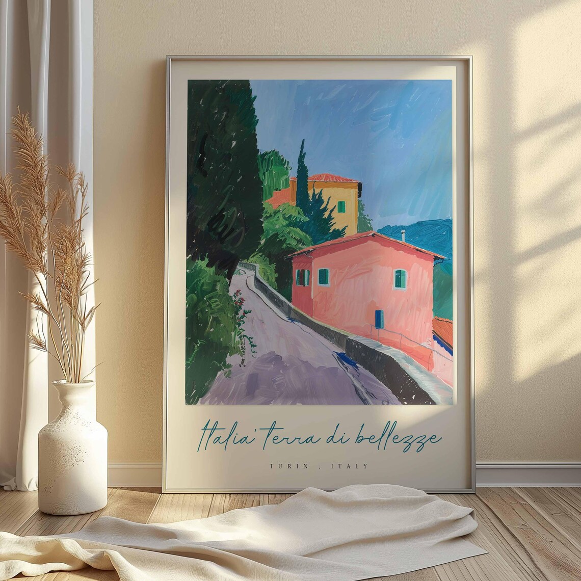 Turin Pink Villa Hillside Italia Terra Di Bellezze Winding Road Poster - Image 2