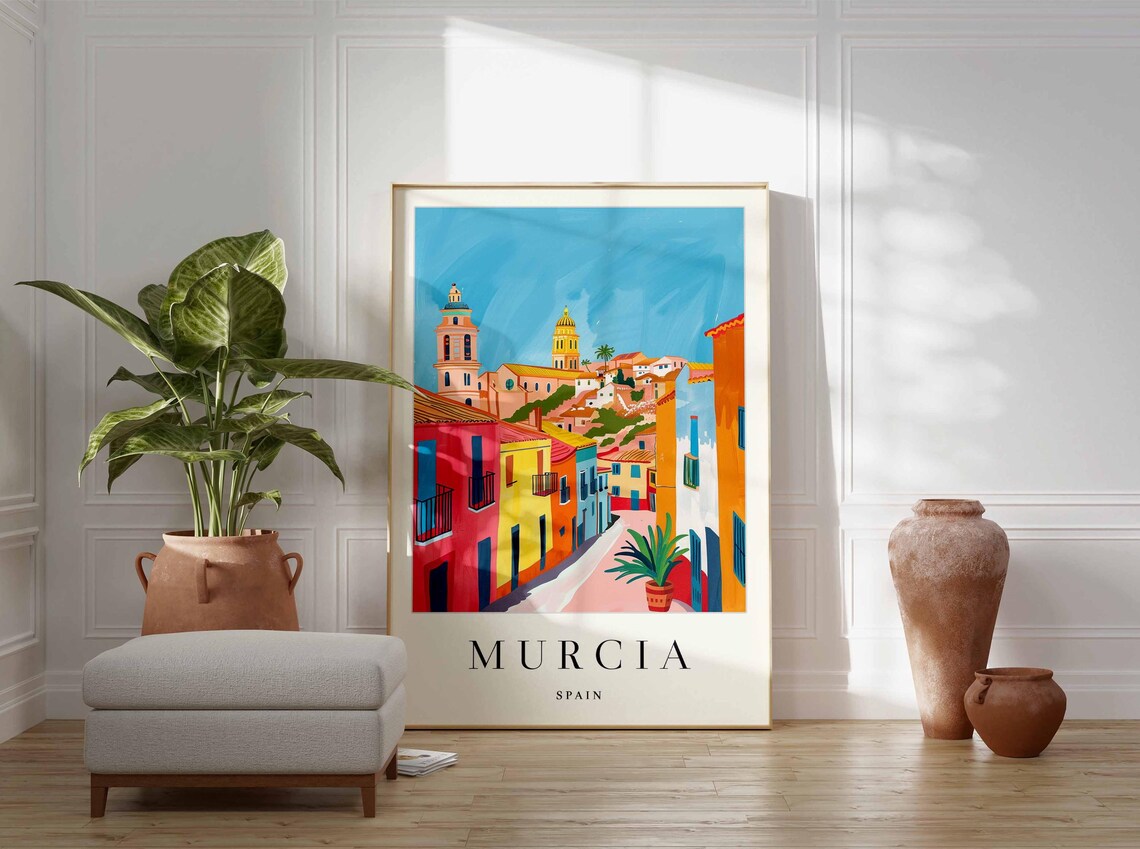 Murcia Spain Colorful Cathedral Street Old Town Travel Poster - Image 4
