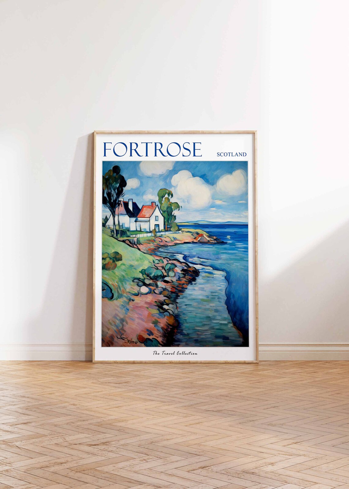 Fortrose Scotland Rocky Coast Cottage Scene Vintage Travel Poster - Image 2