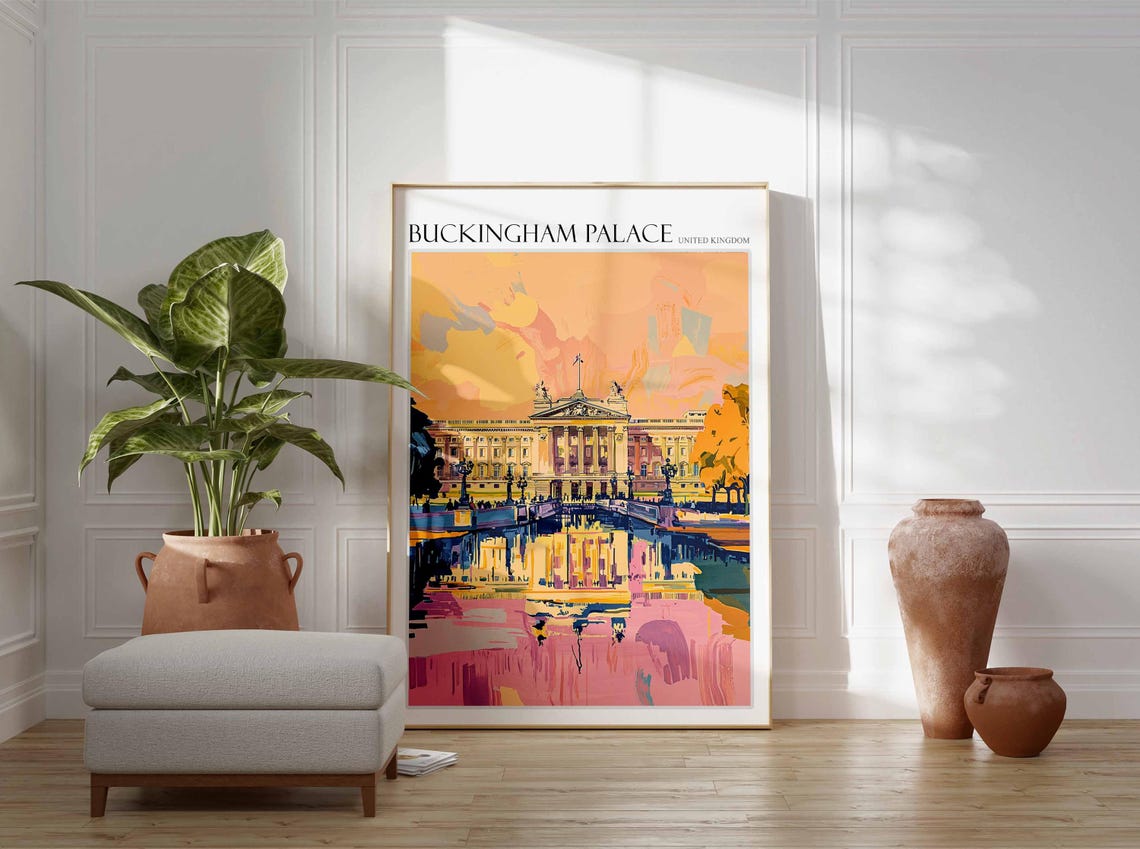 Buckingham Palace Poster England Travel Print British Decor United Kingdom Travel Poster City Print Buckingham Palace Travel Poster - Image 2