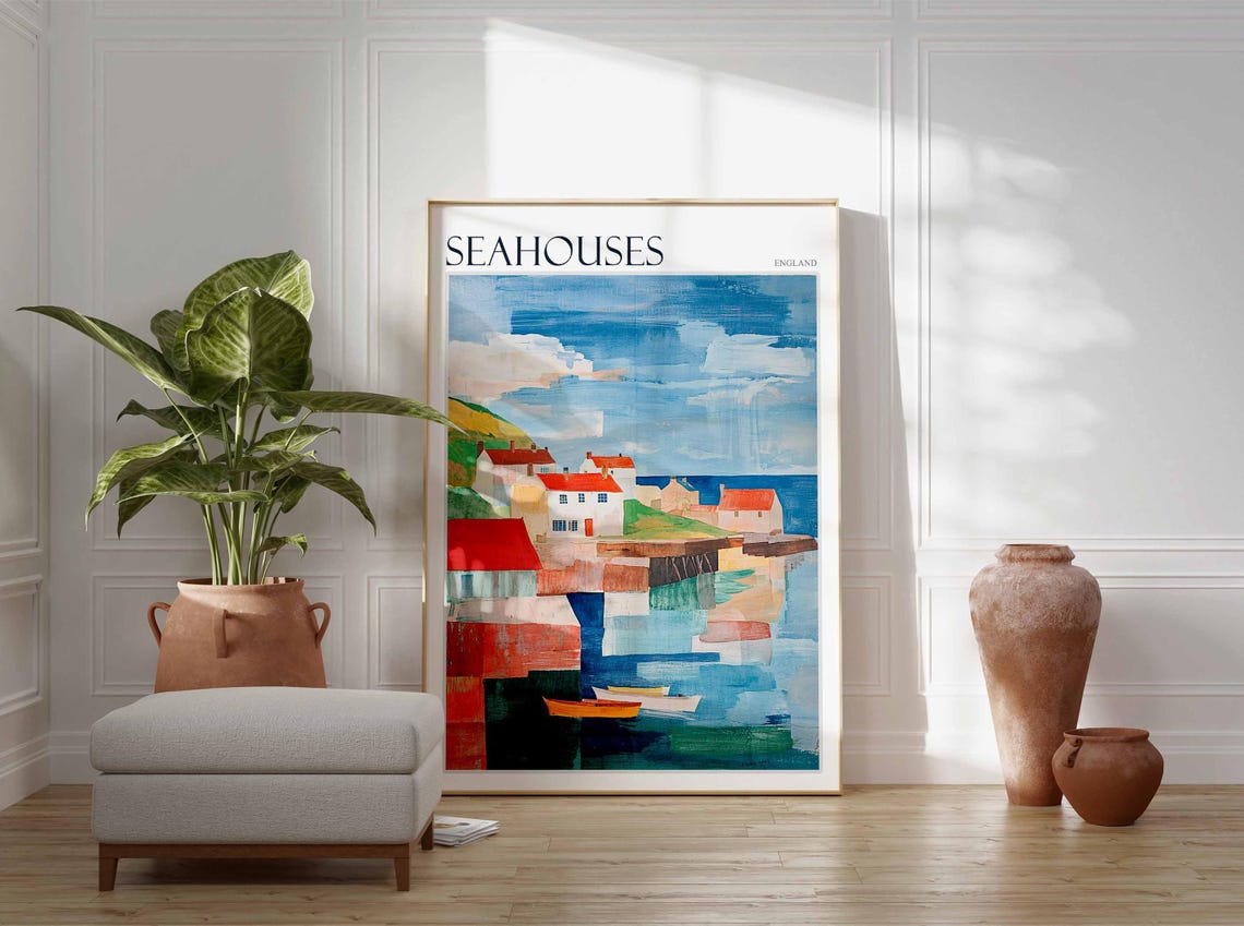 Seahouses Poster Northumberland Poster Coastal Poster Uk Travel Poster Uk Wall Art Seahouses Travel Print Seahouses Wall Decor - Image 2
