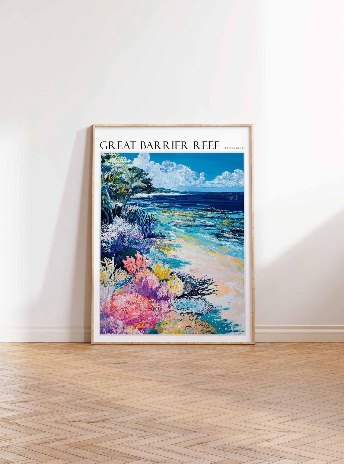 Great Barrier Reef Pink Coral Garden Beach Australia Art Poster - Image 3
