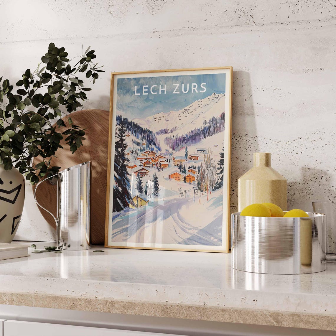 Lech Zurs Austria Alpine Village Pine Forest Ski Slope Poster - Image 2