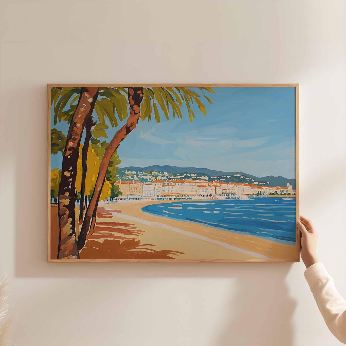 Cannes Poster France Travel Print French Riviera Wall Art Coastal Decor Beach Europetravel
