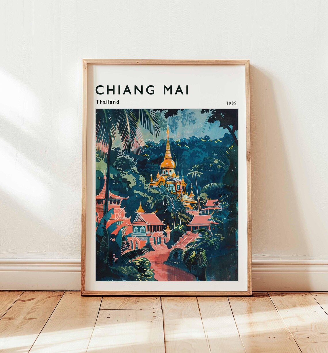 Chiang Mai Thailand 1989 Golden Temple Jungle Retreat Travel Poster