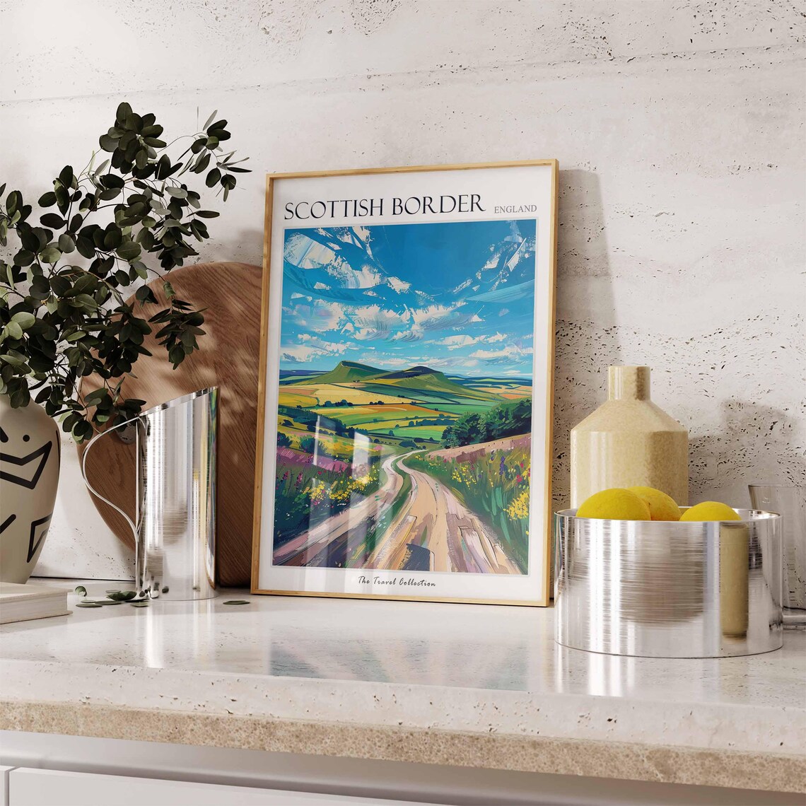 Scottish Borders Country Road Rolling Green Hills View Poster - Image 3