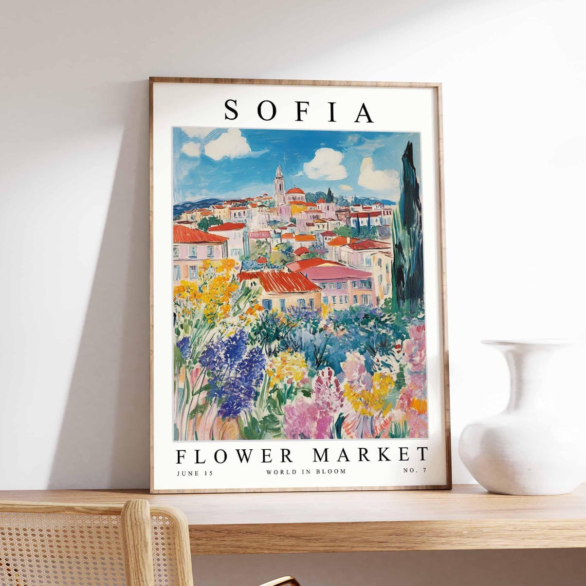 Sofia Flower Market Red Roof Town Panorama Bloom Field Poster