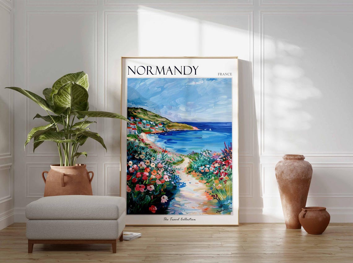 Normandy Poster France Travel Print French Decor Europe Travel Poster European Wall Art Normandy Gift Normandy Travel Poster - Image 3