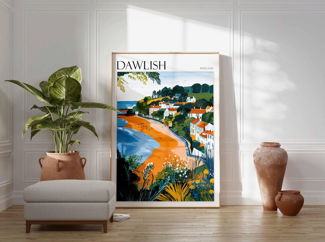 Dawlish Poster Devon Poster England Travel Poster Coastal Wall Art English Home Decor Seaside Town Poster Uk Travel Print Dawlish Art - Image 3