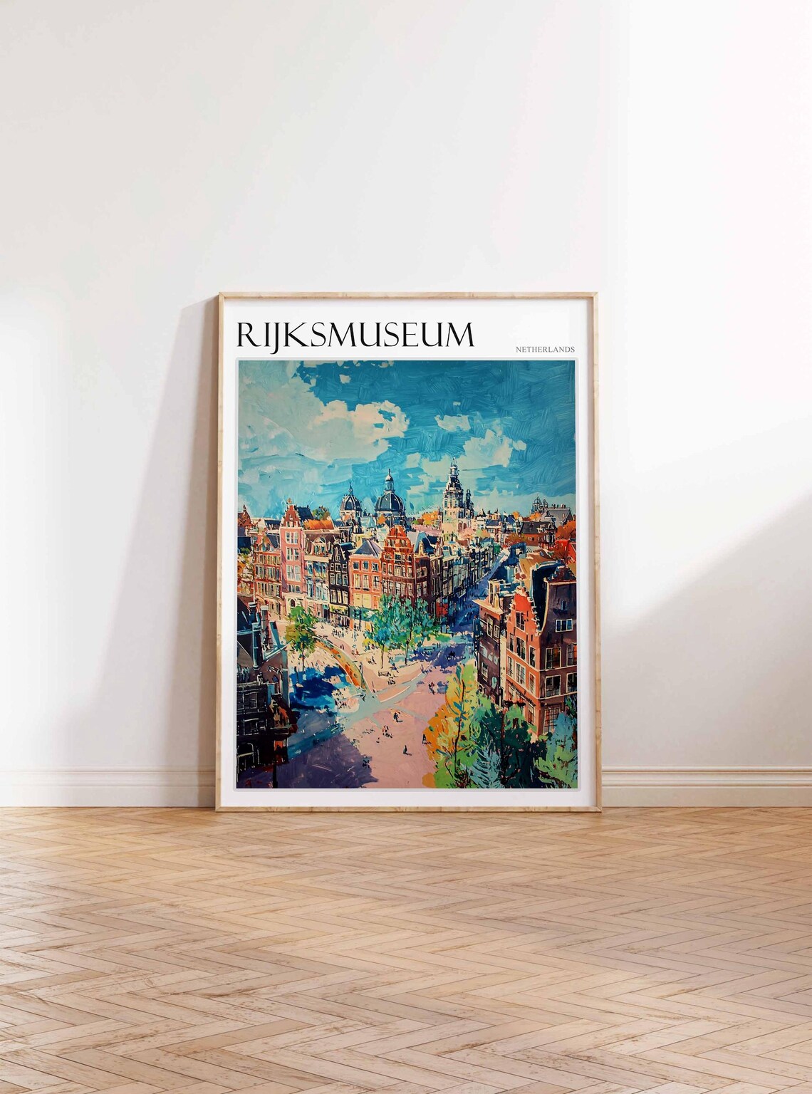 Rijksmuseum Amsterdam Aerial Plaza City View Painting Poster - Image 2