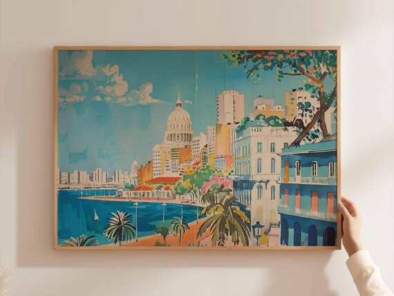 Buenos Aires Waterfront Dome Palace Palm Bay City Art Poster