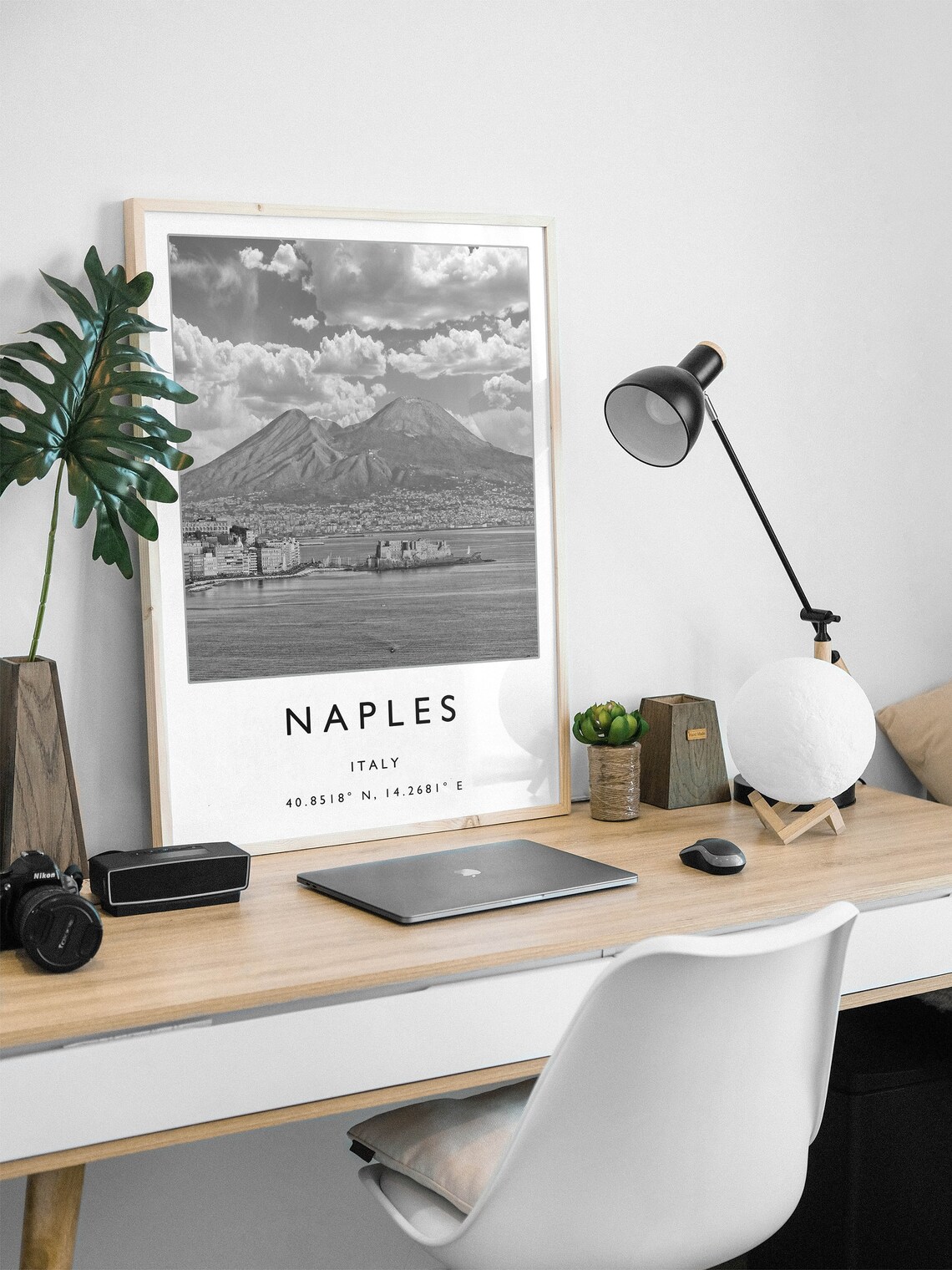 Naples Italy Travel Poster, Black And White Art Print - Image 2