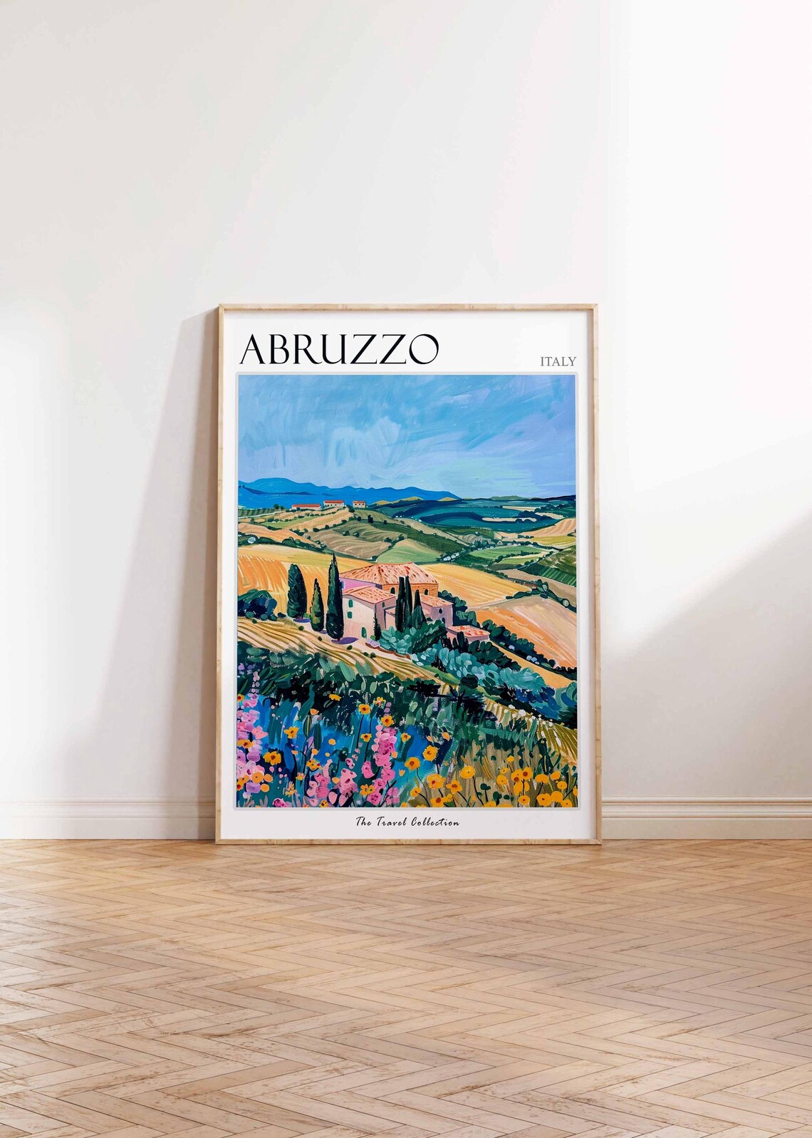 Abruzzo Italy Golden Wheat Fields Farmhouse Summer Travel Poster - Image 2