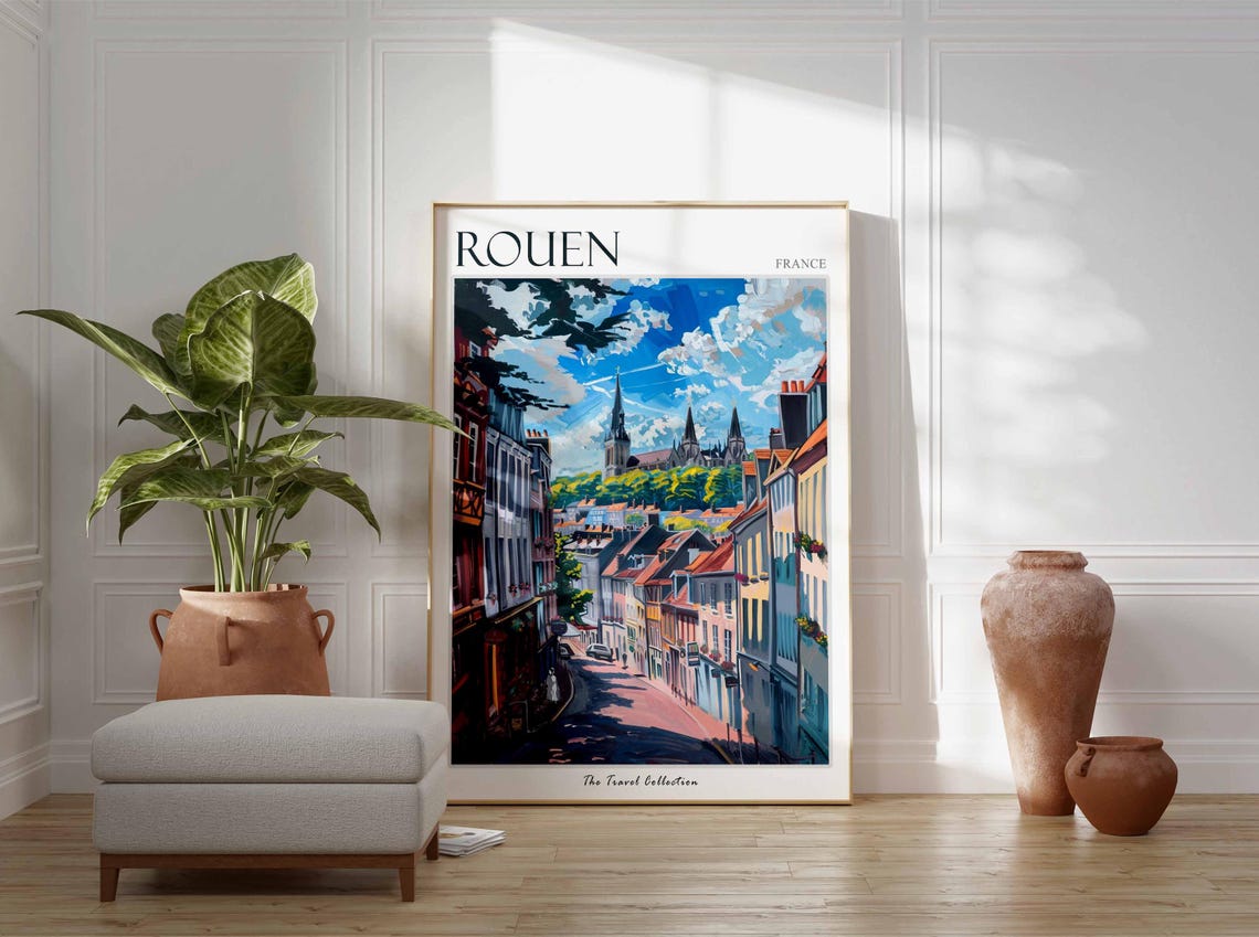 Rouen Poster France Travel Print French Decor Europe Travel Poster European Wall Art City Print Rouen Gift Rouen Travel Poster - Image 3