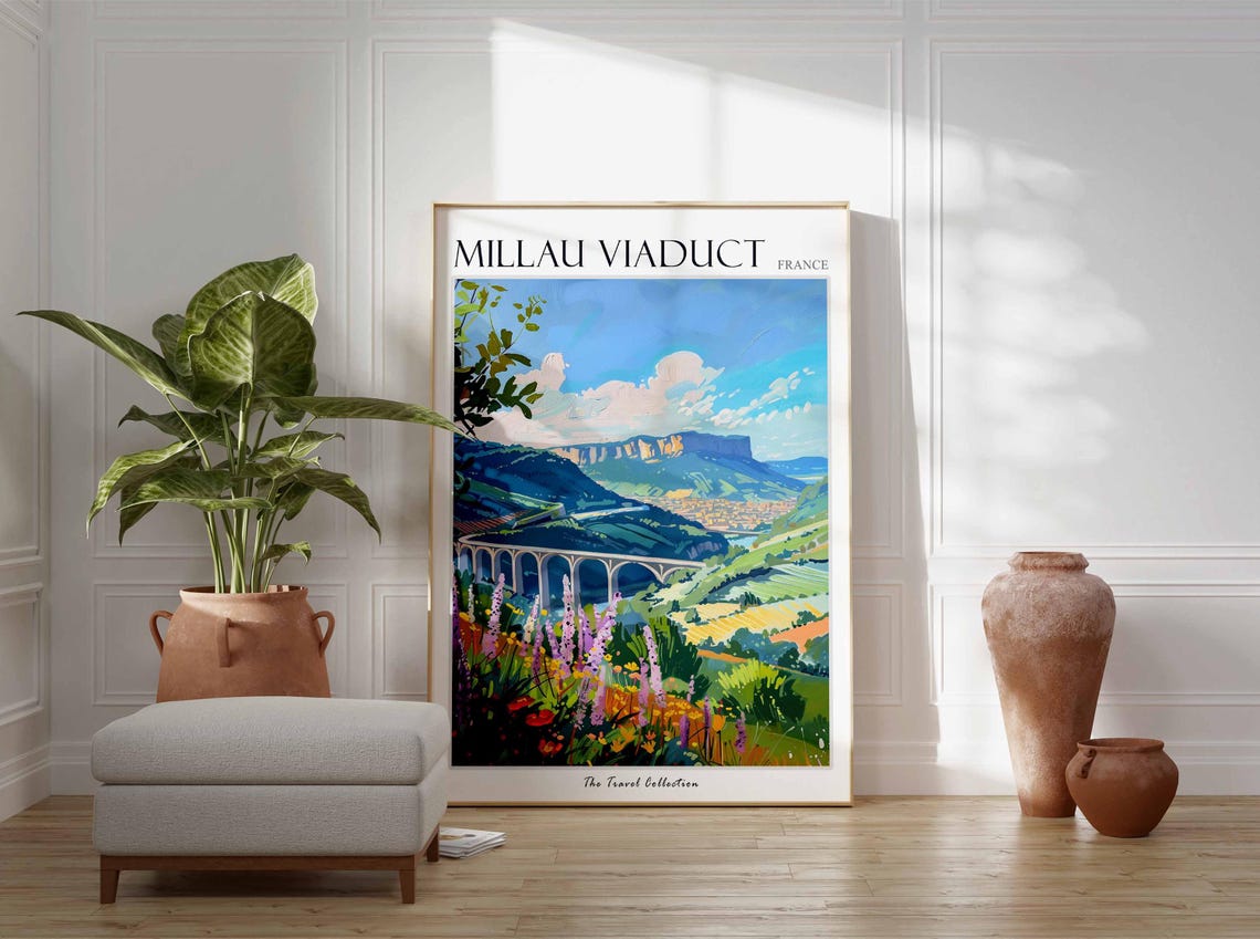 Viaduc De Millau Poster France Travel Print French Decor Europe Travel Poster European Wall Art Viaduc De Millau Travel Poster - Image 2