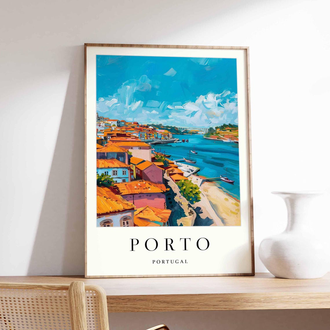 Porto Ribeira Hillside Rooftops Overlooking the Douro River Poster