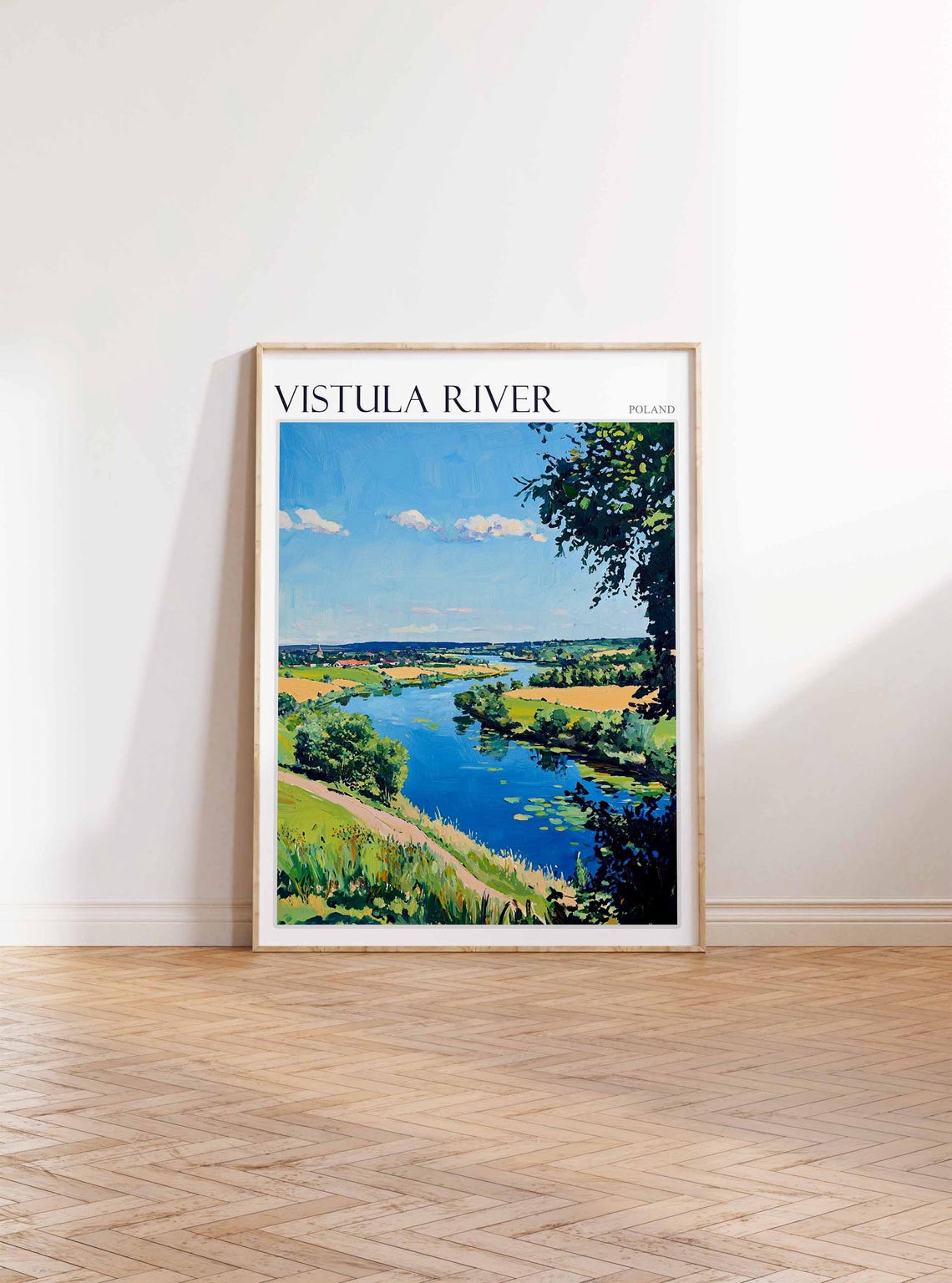 Vistula River Poland Poster Countryside River Bend Blue Sky Landscape - Image 2