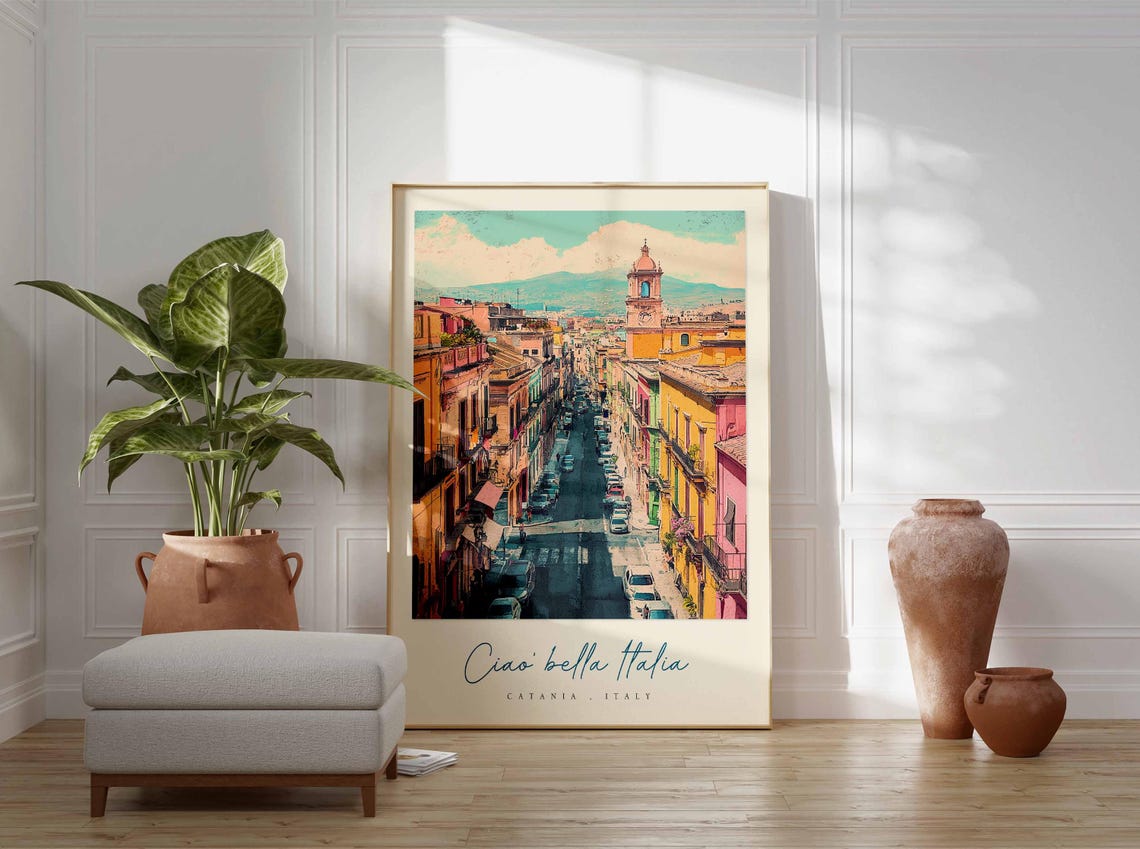 Catania Poster Catania Travel Print Catania Travel Art Catania Wall Art Italy Art Italy Travel Decor Italian Travel Gift - Image 3
