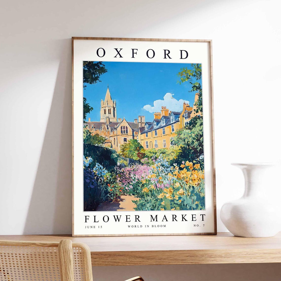 Oxford Flower Market Poster Oxfordprint English Floral Wall Art Oxfordfloral Decor Botanical Uk Print Travel