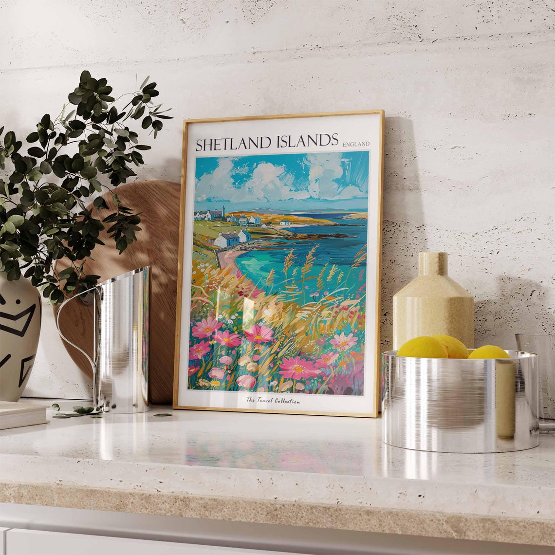 Shetland Islands Village Headland Turquoise Bay Travel Poster - Image 3