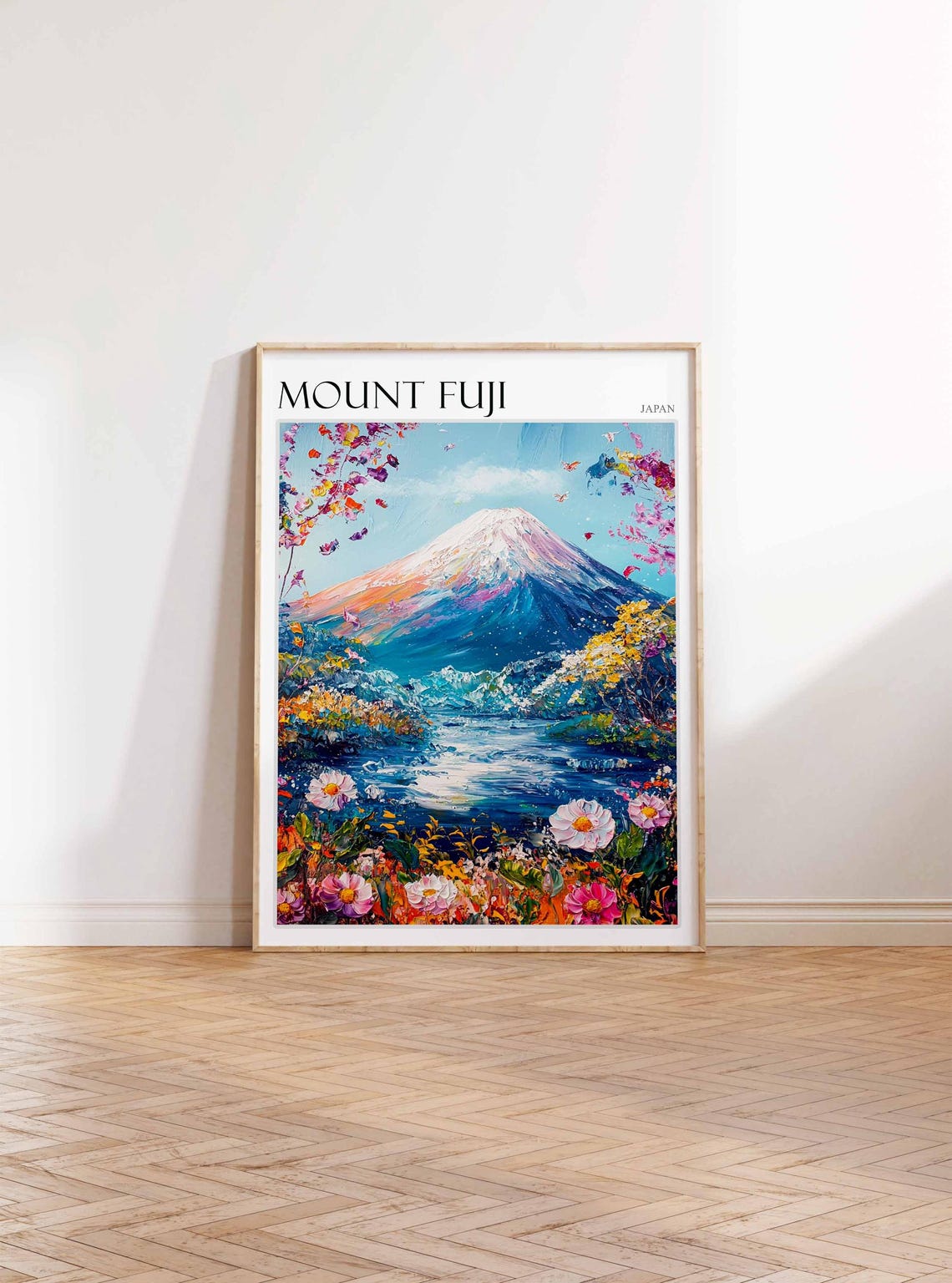 Mount Fuji Japan Spring Flowers Colorful Garden Mountain Poster - Image 2