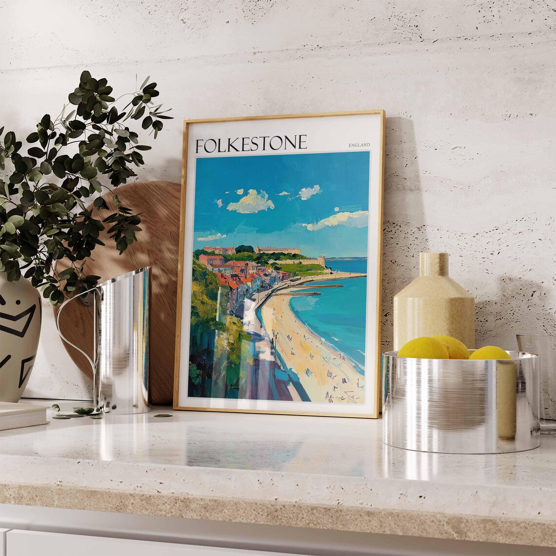 Folkestone Poster England Travel Poster Seaside Poster Coastal Wall Art British Home Decor Uk Travel Poster English Coastal Town - Image 2