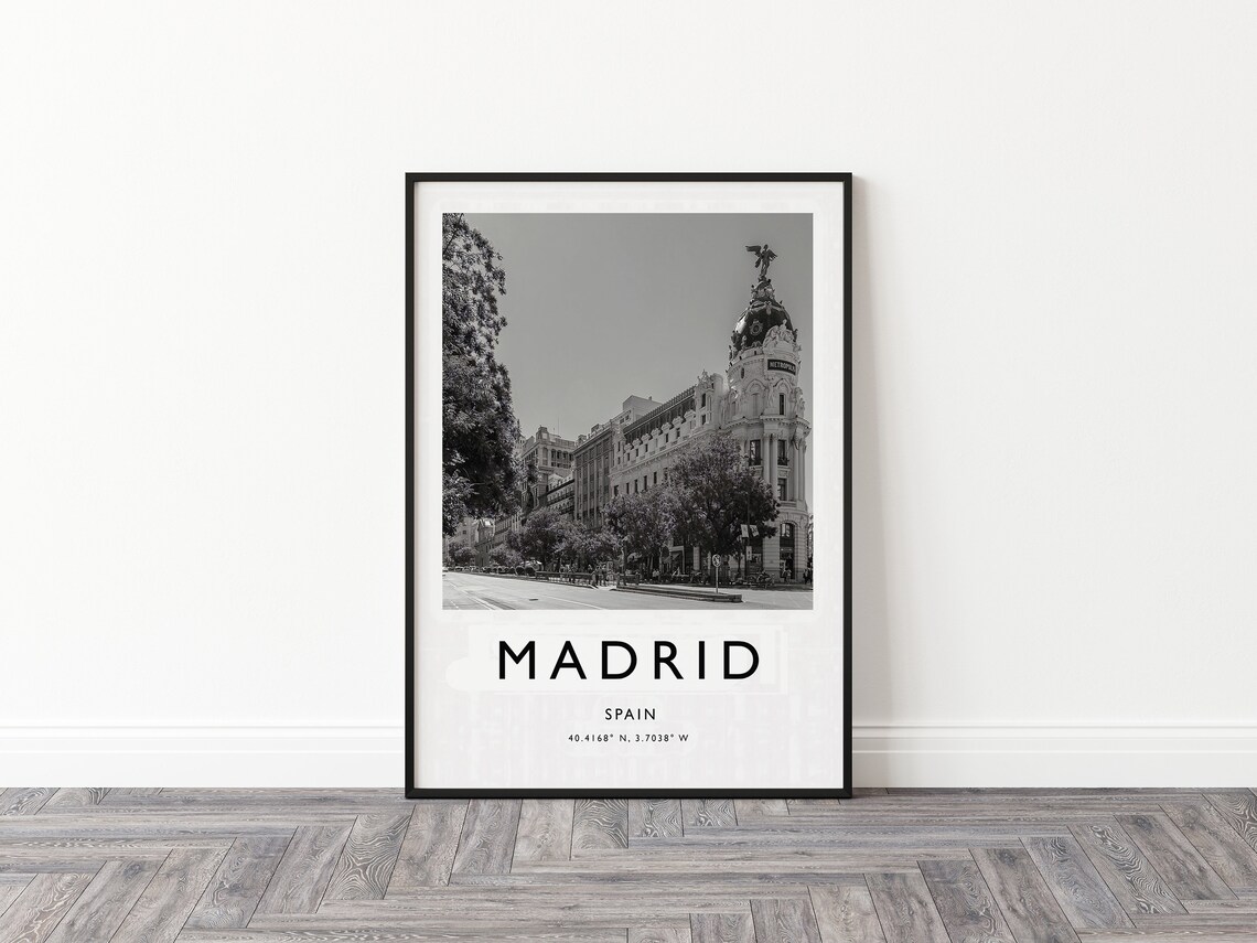 Madrid Travel Print Madrid Travel Poster Spain Print Travel Art Travel Decor Black And White Print Photographic Art Various Sizes - Image 3