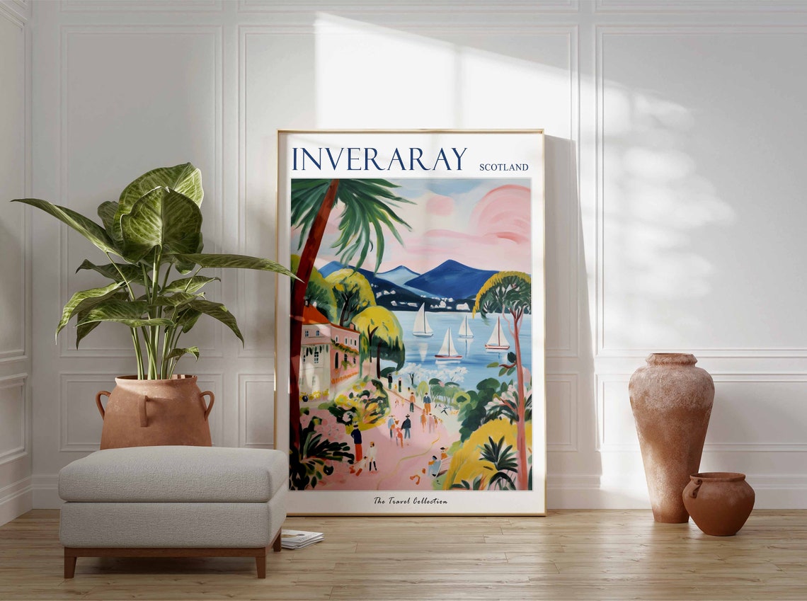Inveraray Poster Inveraray Travel Print Scotland Travel Poster Scottish Decor Tropical Decor Inveraray Gift Inveraray Travel Poster - Image 3