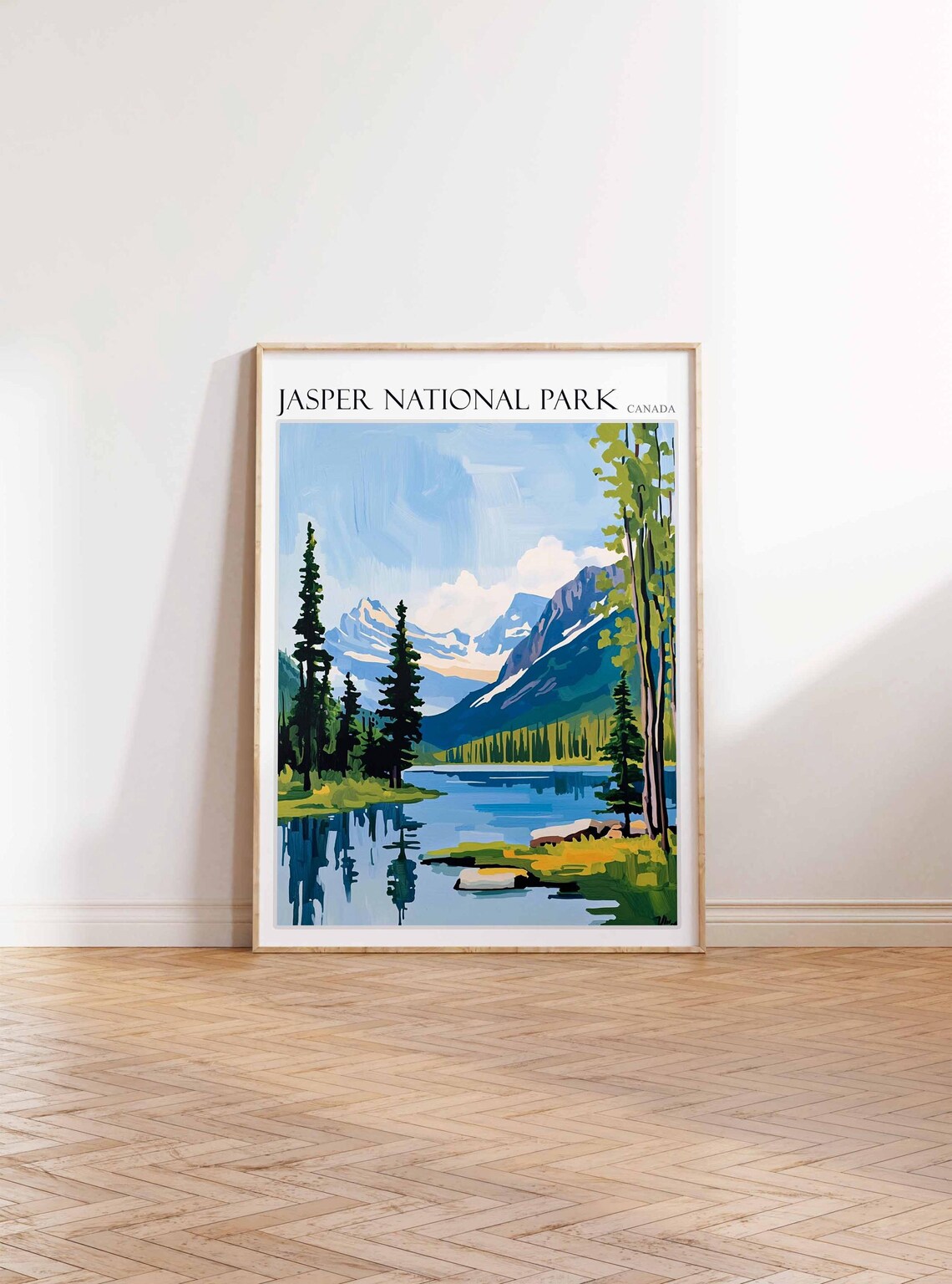 Jasper National Park Canada Mirror Lake Tall Pines Travel Poster - Image 3