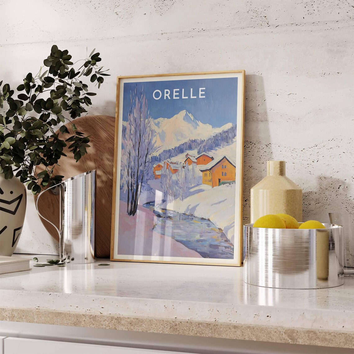 Skiing Travel Poster Orelle Ski Print France Travel Print Skiing Art Skiing Print Winter Sport Art Ski Gift - Image 2
