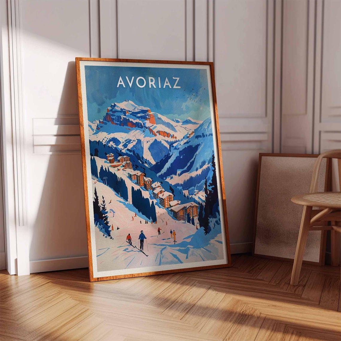 Skiing Travel Poster Avoriaz Ski Print French Alps Travel Print Skiing Art Skiing Print Winter Sport Art Ski Gift - Image 3