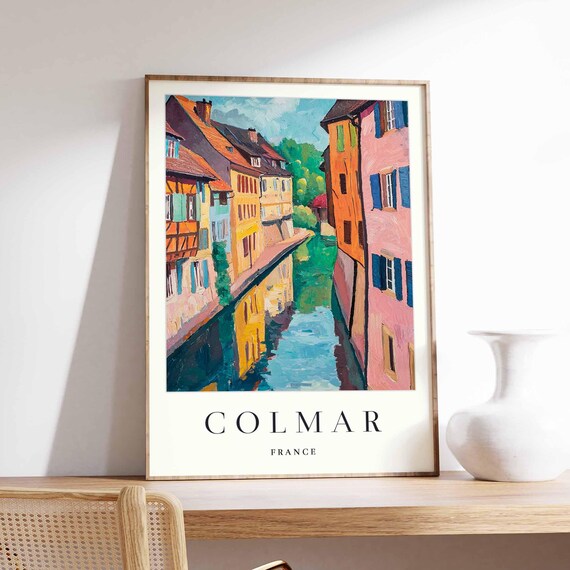 Colmar France Canal Colorful Half Timbered Houses Travel Poster