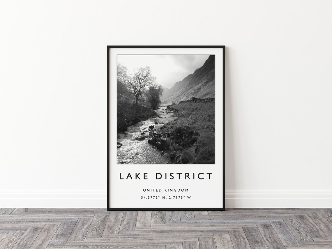 Lake District United Kingdom Rocky Stream Photo Coordinates Poster - Image 2