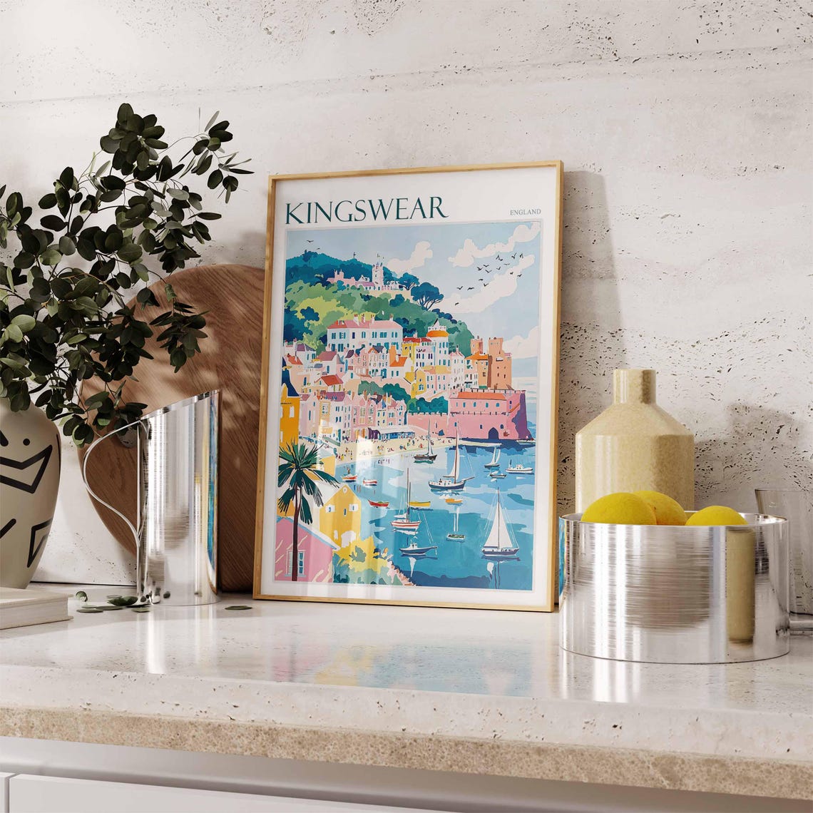 Kingswear Poster English Riviera Poster Uk Travel Poster Coastal Wall Art British Decor Kingswear Travel Print Kingswear Wall Decor - Image 2