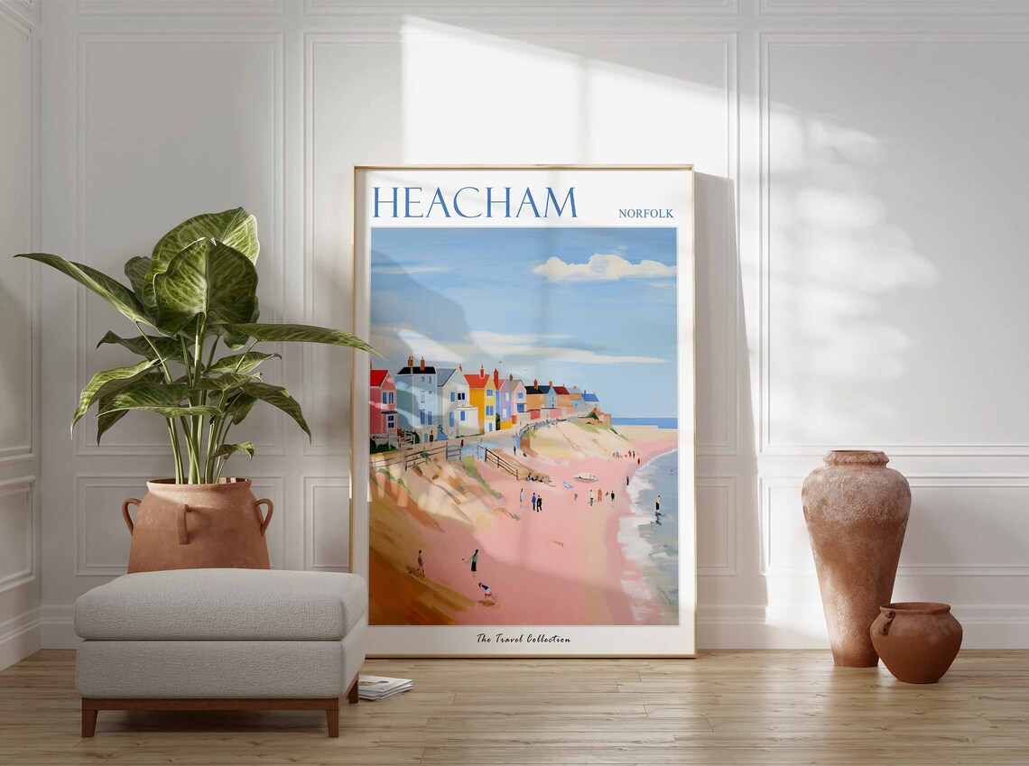 Heacham Norfolk Cliff Top Cottages Pink Sand Beach Families Poster - Image 3