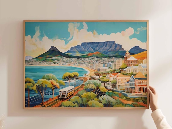 Cape Town Travel Poster, Table Mountain Art Print