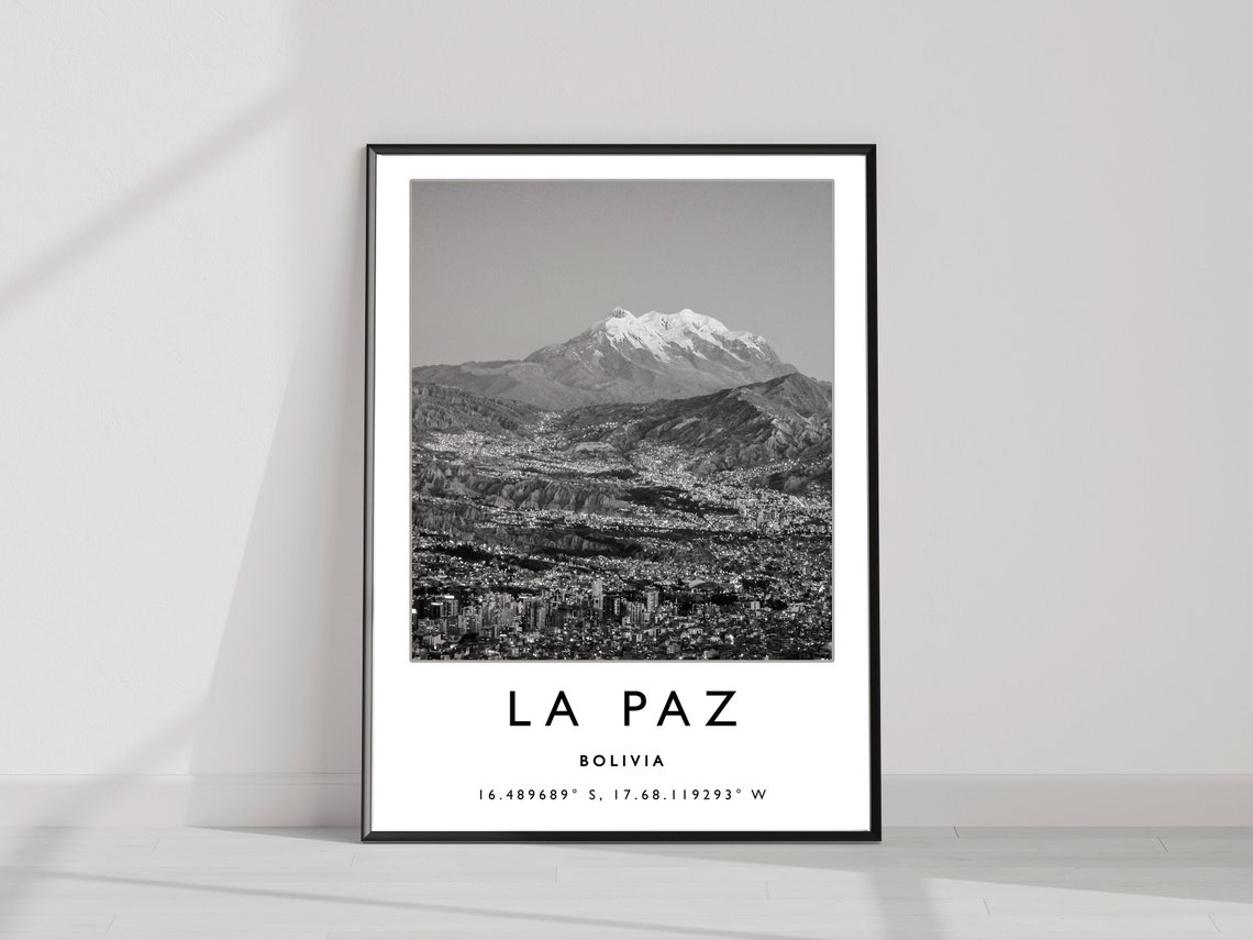 La Paz Travel Print La Paz Bolivia Travel Poster Bolivia Travel Print Travel Art Travel Poster Black And White Travel Gift A2a3a3 - Image 2