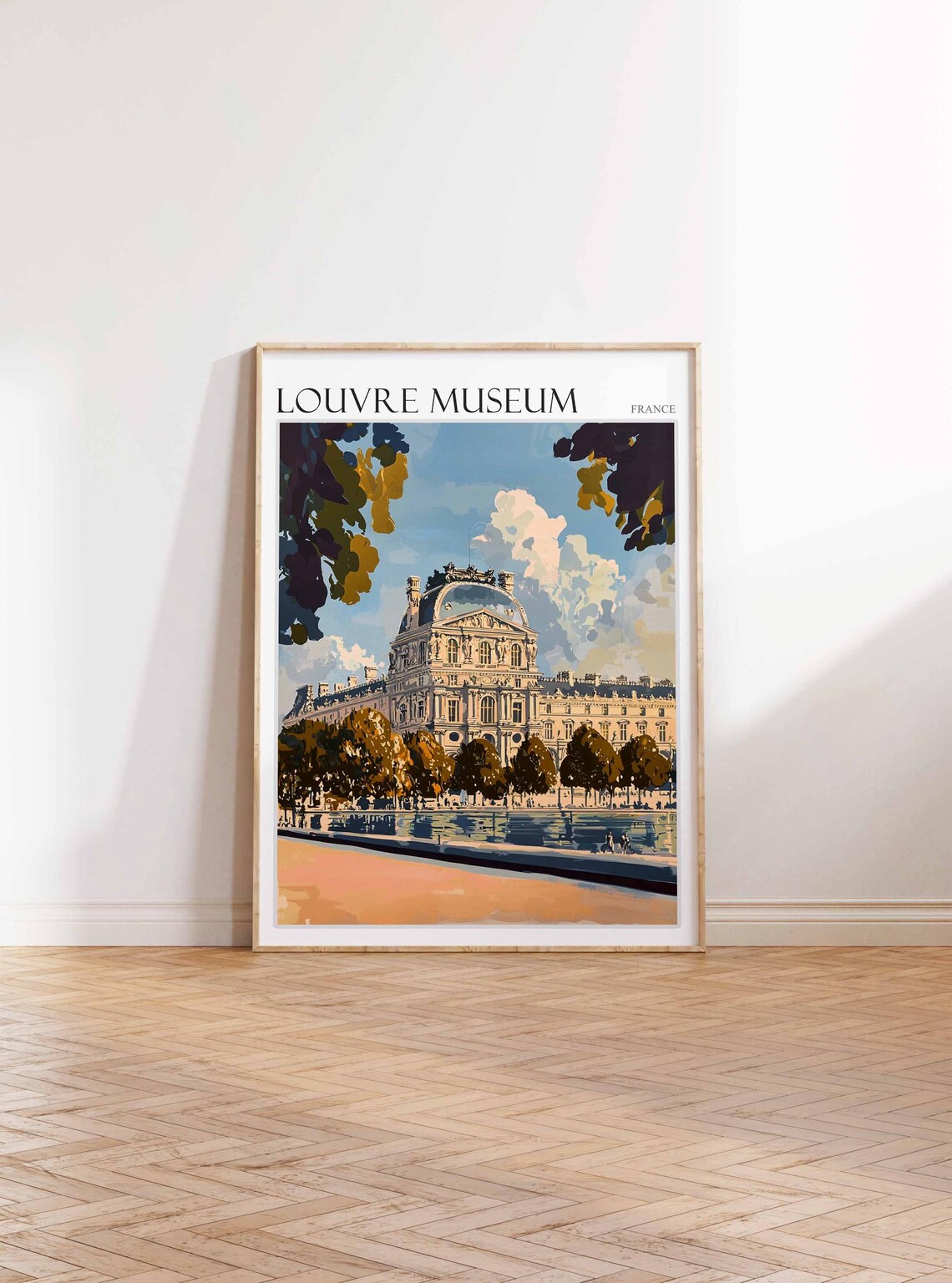 Louvre Museum Paris Facade Autumn Trees France Travel Poster - Image 4