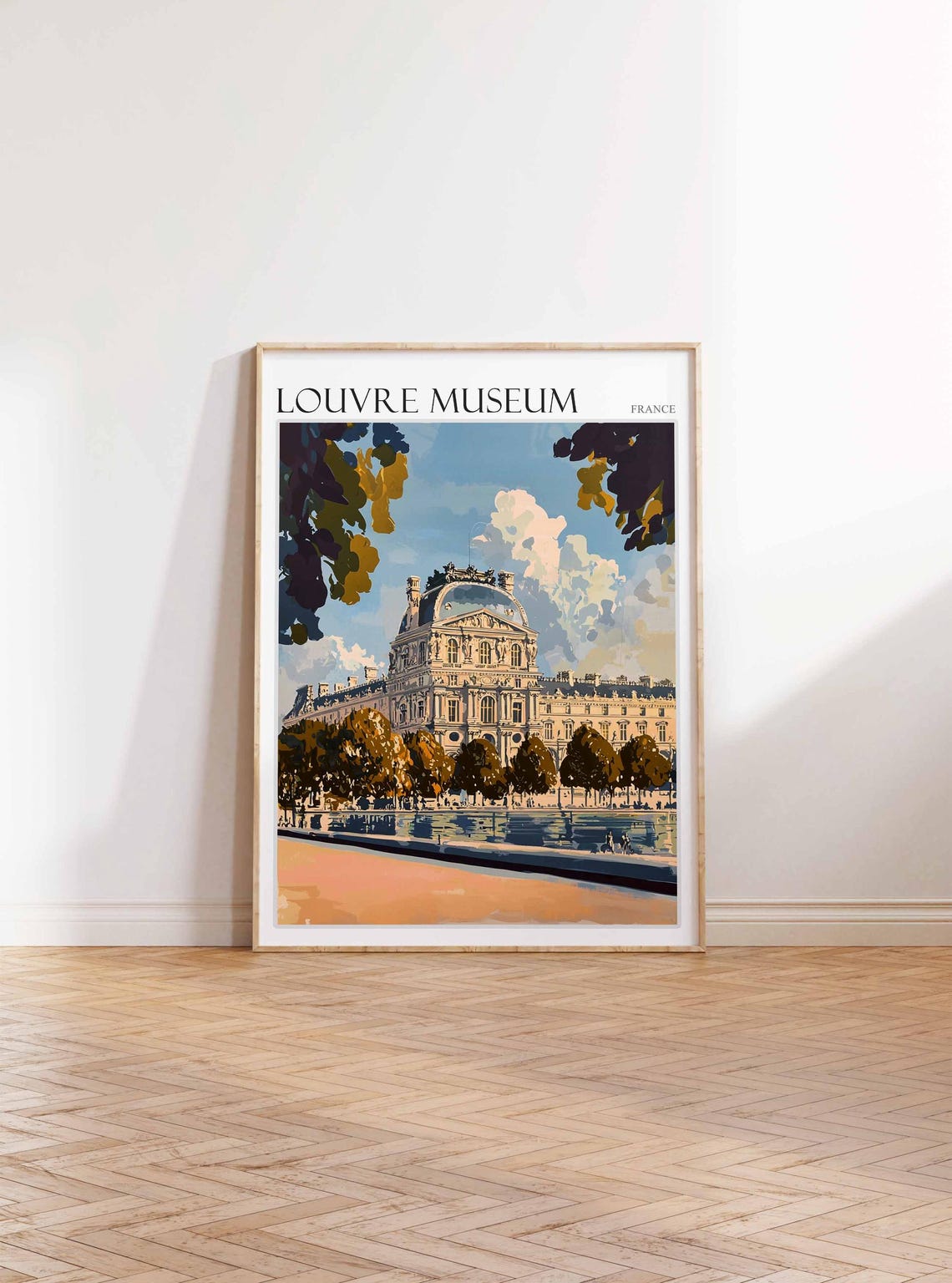 Louvre Museum Poster Louvre Museum Travel Print France Travel Poster Tropical Decor Travel Gift Floral Print Coastal Decor - Image 4