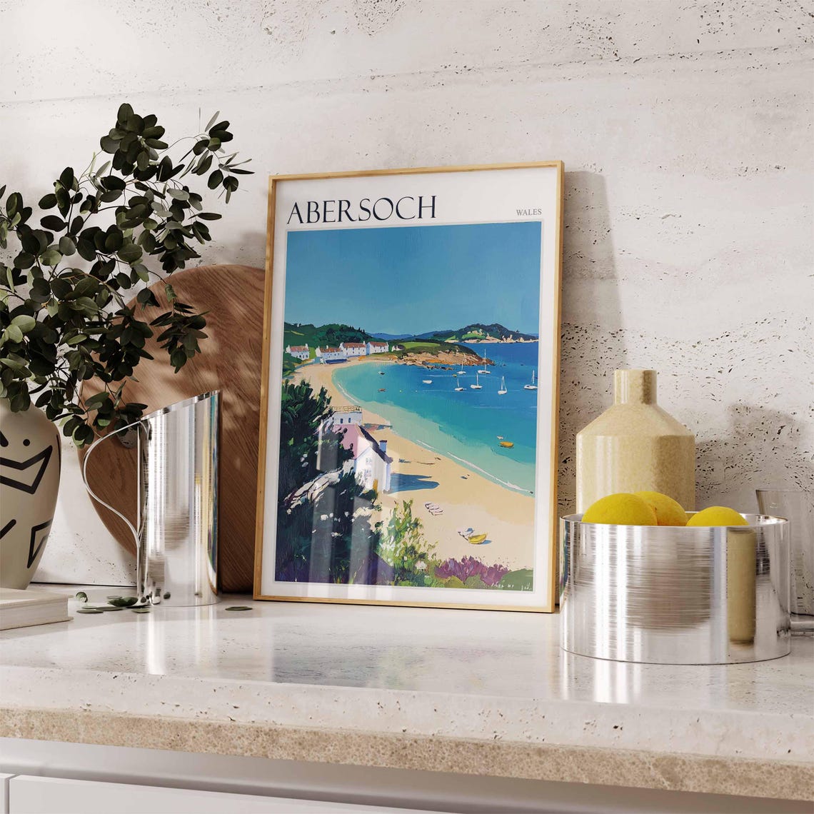Abersoch Poster Wales Travel Poster Coastal Wall Art Uk Travel Poster Welsh Decor North Wales Poster Welsh Coast Poster Abersoch Art - Image 2