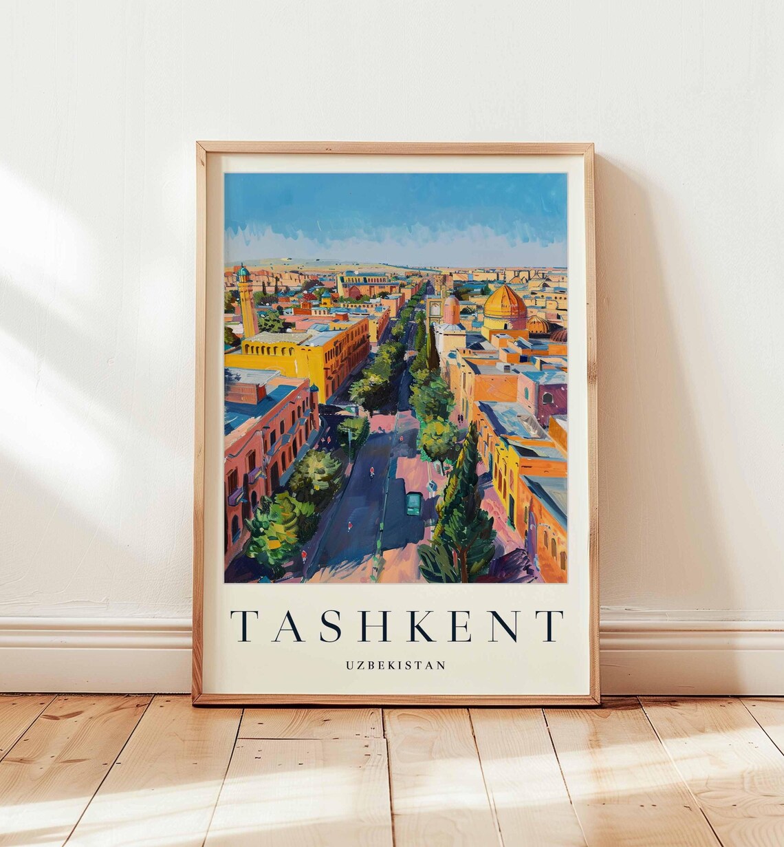 Tashkent Uzbekistan City Panorama Colorful Skyline Travel Poster