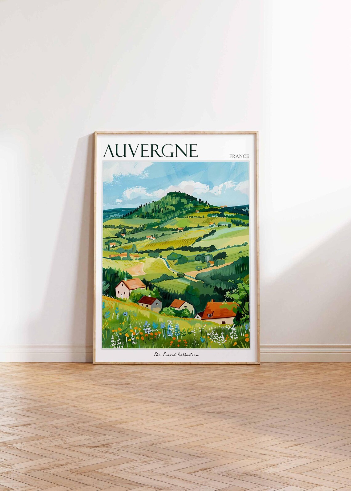 Auvergne France Green Volcanic Hills Wildflower Farms Poster - Image 2
