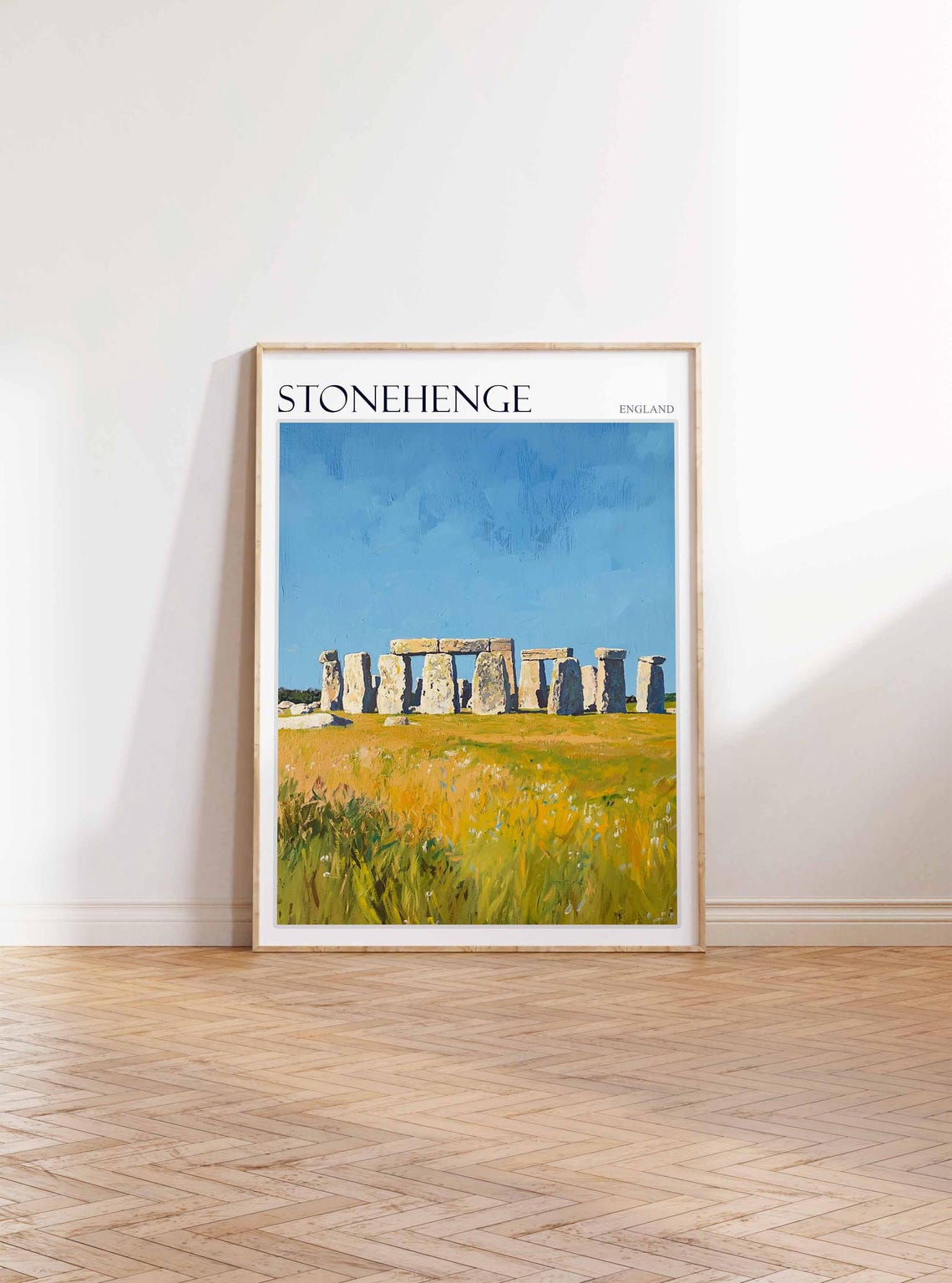 Stonehenge England Stone Row Grassy Field Blue Sky Summer Poster - Image 2